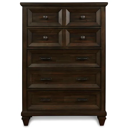 Traditional 5-Drawer Chest with Felt-Lined Top Drawer